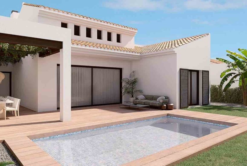 Villa avec piscine et palmier intégrée dans le golf la finca en Espagne